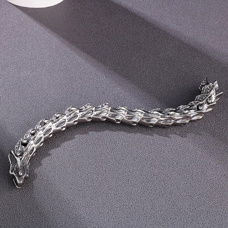 Disturbia Kalen Vintage Punk Bracelet Men's Stainless Steel Animal Dragon Keel Jewelry Street Culture Dragon Steel Stainless Steel Gothic Ring