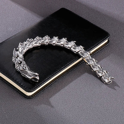 Disturbia Kalen Vintage Punk Bracelet Men's Stainless Steel Animal Dragon Keel Jewelry Street Culture Dragon Steel Stainless Steel Gothic Ring