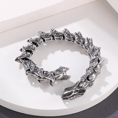 Disturbia Kalen Vintage Punk Bracelet Men's Stainless Steel Animal Dragon Keel Jewelry Street Culture Dragon Steel Stainless Steel Gothic Ring