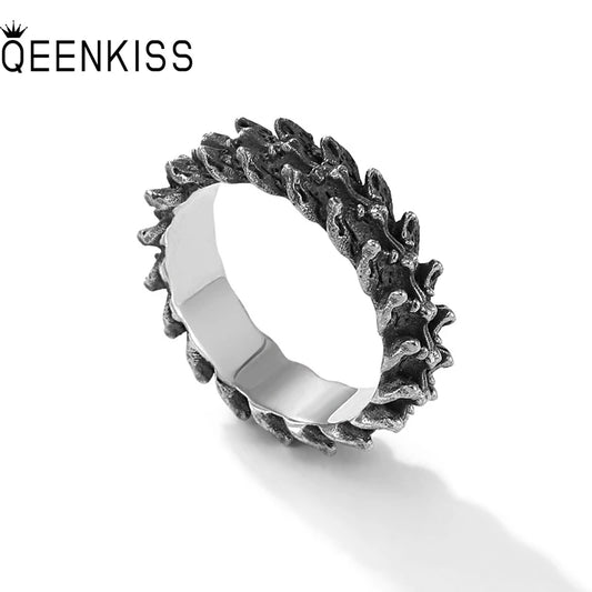 Chrome Hearts QEENKISS 925 Sterling Silver Ring for Men Male Vintage Adjustable Dragon Scale Ring Fine Jewelries Wholesale Party Gift RG6709 Dragon Silver Silver Punk Biker Jewelry