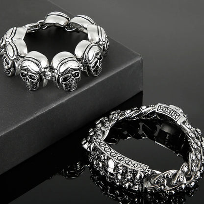 Disturbia Steampunk Rock Skull Bracelet for Men In Waterproof Stainless Steel Skeleton Men's Bracelet Man Bike Jewelry Boys Birthday Gifts Skull Skeleton Steel Stainless Steel Gothic Ring