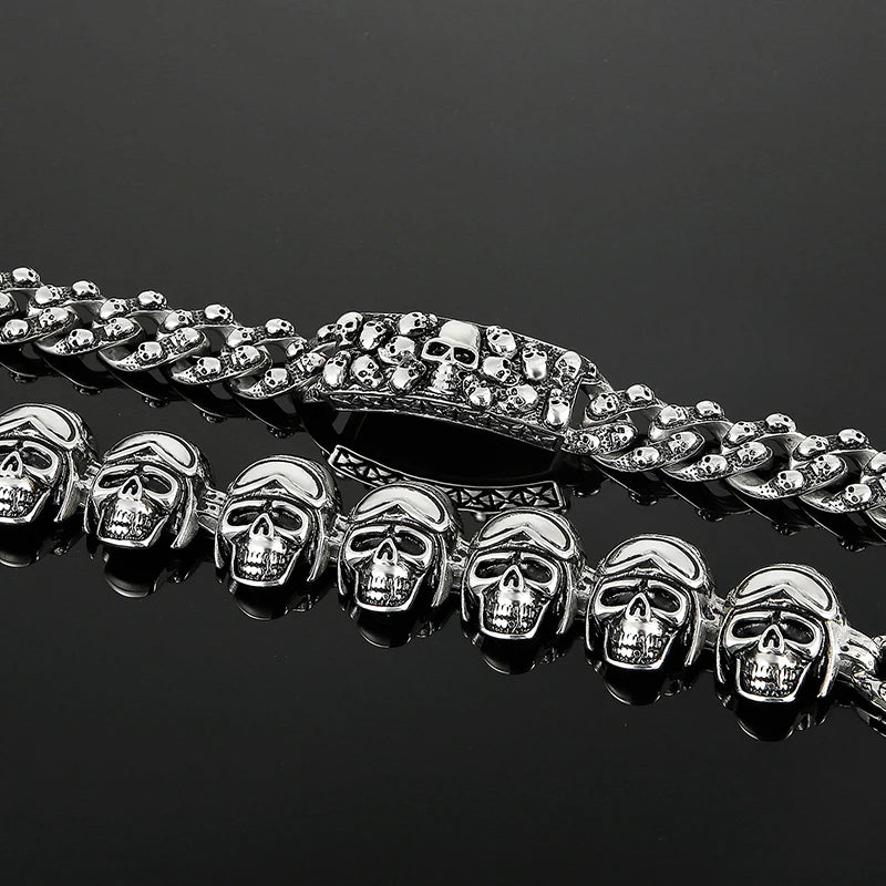 Disturbia Steampunk Rock Skull Bracelet for Men In Waterproof Stainless Steel Skeleton Men's Bracelet Man Bike Jewelry Boys Birthday Gifts Skull Skeleton Steel Stainless Steel Gothic Ring