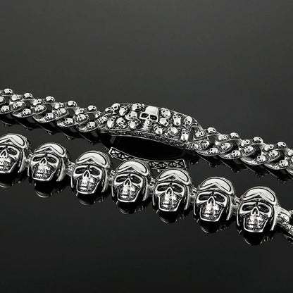 Disturbia Steampunk Rock Skull Bracelet for Men In Waterproof Stainless Steel Skeleton Men's Bracelet Man Bike Jewelry Boys Birthday Gifts Skull Skeleton Steel Stainless Steel Gothic Ring