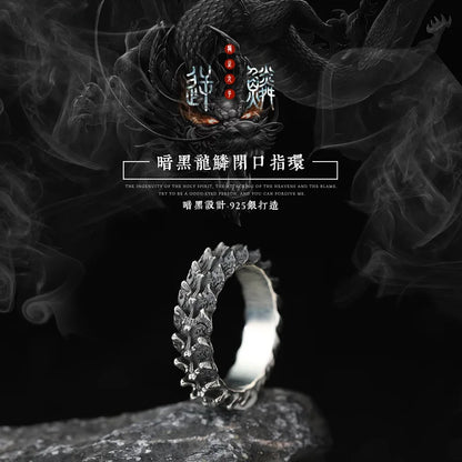 Chrome Hearts QEENKISS 925 Sterling Silver Ring for Men Male Vintage Adjustable Dragon Scale Ring Fine Jewelries Wholesale Party Gift RG6709 Dragon Silver Silver Punk Biker Jewelry