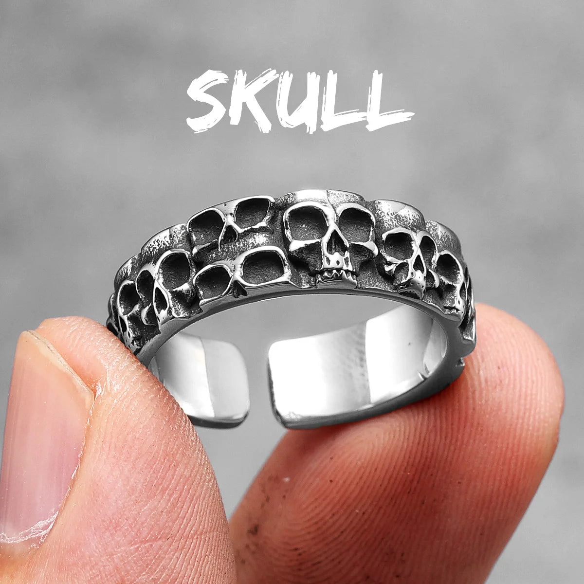Killstar Vintage Punk Gothic All Skull Head Series Stainless Steel Womens Mens Rings Unique for Biker Jewelry Creativity Gift Wholesale Skull Gothic Steel Stainless Steel