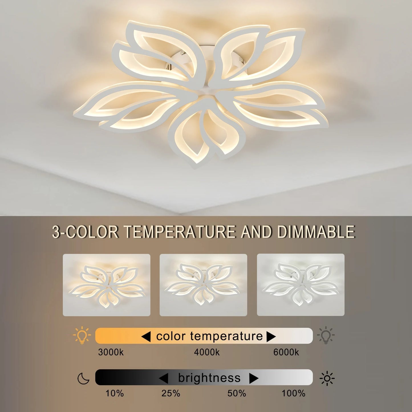 Artemide LED Ceiling Light Fixture, Modern Leaves Ceiling Lamp Flush Mount Ceiling for Living Room Study Room Dining Room Bedroom
