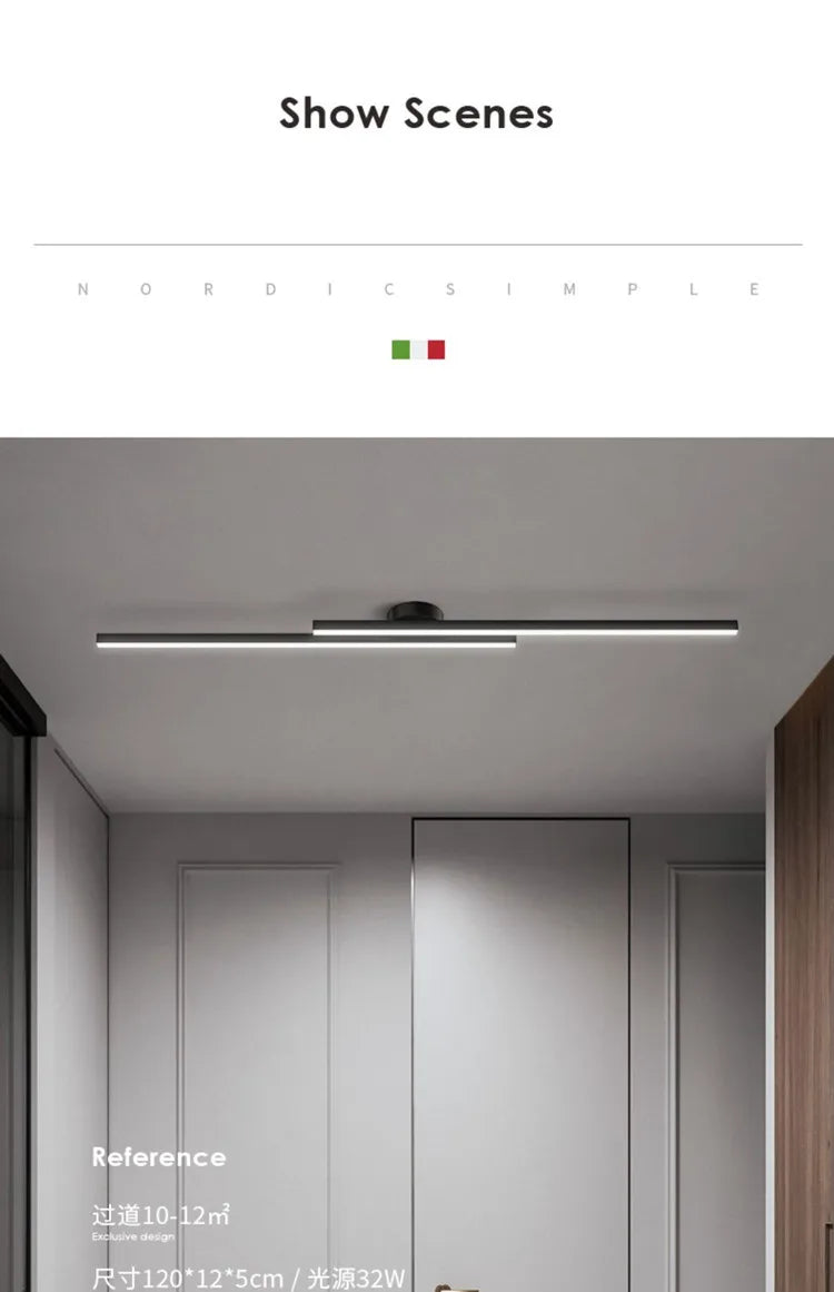 Lindby Long Aluminium Modern LED Ceiling Light Creative Design Ceiling Lamp Indoor Lighting Fixture Hallway Balcony Aisle Office Lustre