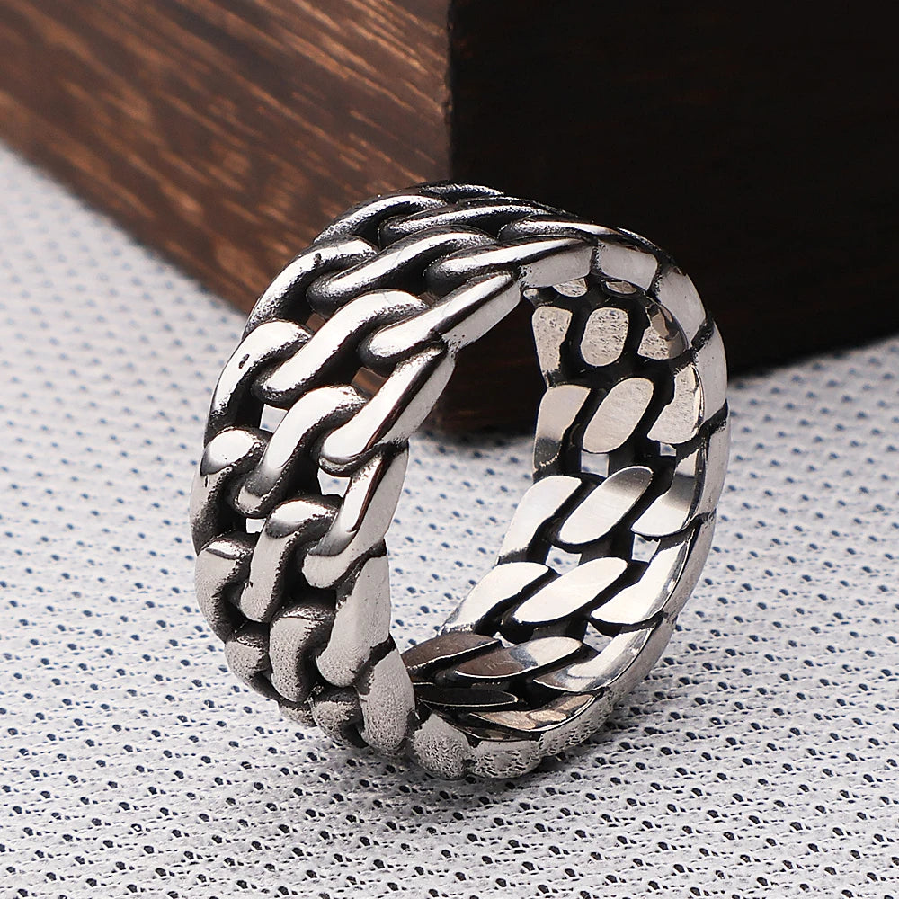 The Great Frog 10MM Wide Nordic Viking Celtic Rings Stainless Steel Punk Fashion Viking Trinity Ring for Men Women Amulet Jewelry Wholesale Steel Stainless Steel