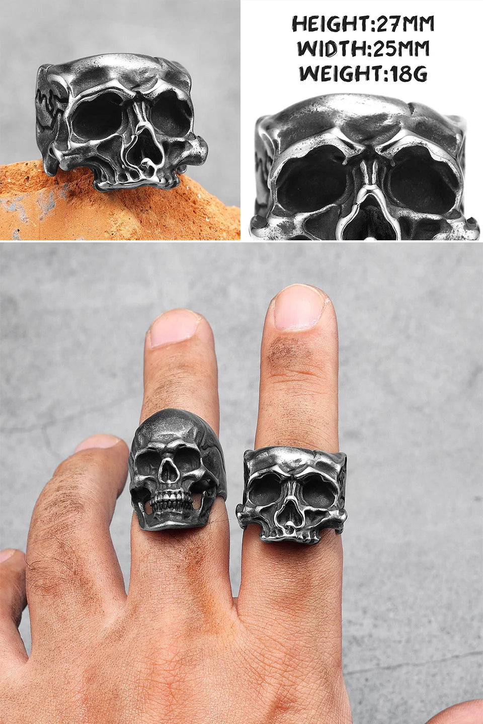 Killstar Vintage Punk Gothic All Skull Head Series Stainless Steel Womens Mens Rings Unique for Biker Jewelry Creativity Gift Wholesale Skull Gothic Steel Stainless Steel