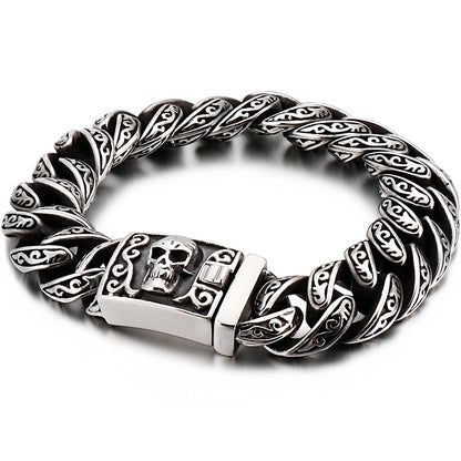 Disturbia Steampunk Rock Skull Bracelet for Men In Waterproof Stainless Steel Skeleton Men's Bracelet Man Bike Jewelry Boys Birthday Gifts Skull Skeleton Steel Stainless Steel Gothic Ring