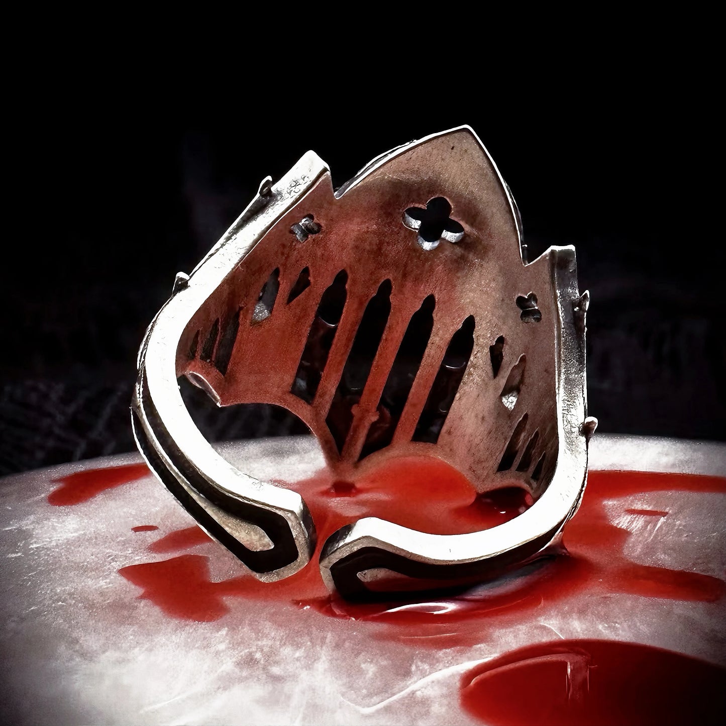 The Great Frog Retro Burnt Gothic Cathedral Open Ring For Men Silver plated Copper Dark Gothic Punk Edgy Indie Jewelry Niche Accessories Gift Gothic Silver Silver