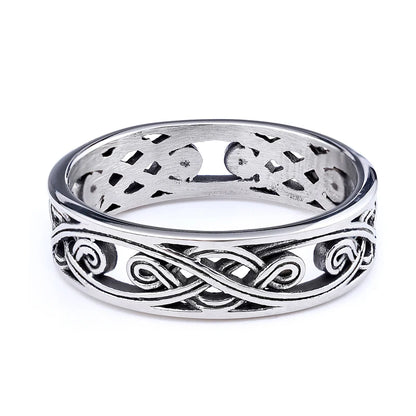 The Great Frog 10MM Wide Nordic Viking Celtic Rings Stainless Steel Punk Fashion Viking Trinity Ring for Men Women Amulet Jewelry Wholesale Steel Stainless Steel