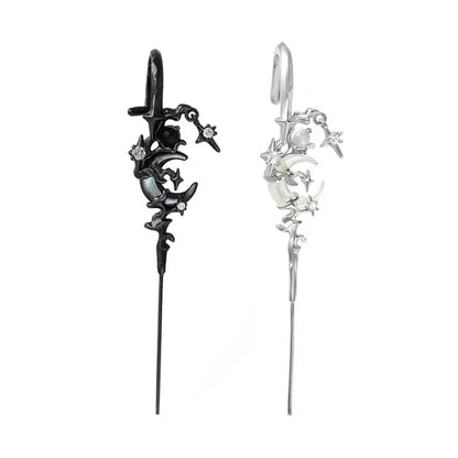 Restyle Goth Earrings Moon Ear Hooks Earrings, Fashion Gothic Style Jewelry Lightweight Design for Daily Wear and Special Occasions Punk Biker Jewelry