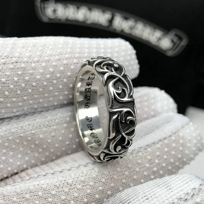 Dark in Love Gothic Croheart Personality Cross Ring Couples Retro Niello Silver Eternal Vine Ring for Male Female Valentine's Day Gift Cross Gothic Silver Silver Punk Biker Jewelry