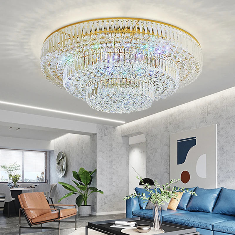 Arcchio LED Ceiling Lights Classical Round Ceiling Chandeliers Luxury Crystal Lustres Decor Home Plafonnier for Living Room