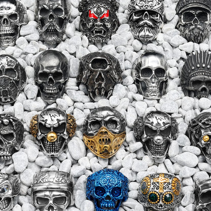 Killstar Vintage Punk Gothic All Skull Head Series Stainless Steel Womens Mens Rings Unique for Biker Jewelry Creativity Gift Wholesale Skull Gothic Steel Stainless Steel