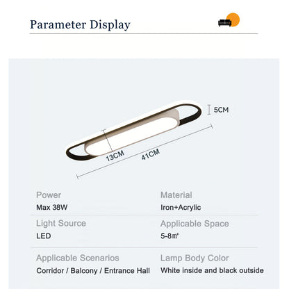 Endon LED Ceiling Light 220V 41CM Rectangular Strip Light Modern Minimalist Home Decor Corridor Light for Stairwells Entrance Balcony