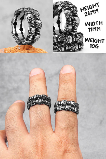 Killstar Vintage Punk Gothic All Skull Head Series Stainless Steel Womens Mens Rings Unique for Biker Jewelry Creativity Gift Wholesale Skull Gothic Steel Stainless Steel