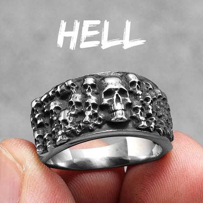 Killstar Vintage Punk Gothic All Skull Head Series Stainless Steel Womens Mens Rings Unique for Biker Jewelry Creativity Gift Wholesale Skull Gothic Steel Stainless Steel