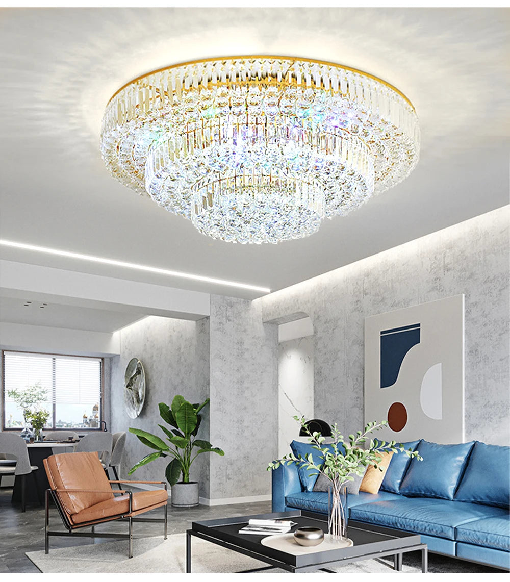 Arcchio LED Ceiling Lights Classical Round Ceiling Chandeliers Luxury Crystal Lustres Decor Home Plafonnier for Living Room
