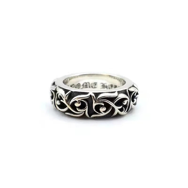 Dark in Love Gothic Croheart Personality Cross Ring Couples Retro Niello Silver Eternal Vine Ring for Male Female Valentine's Day Gift Cross Gothic Silver Silver Punk Biker Jewelry