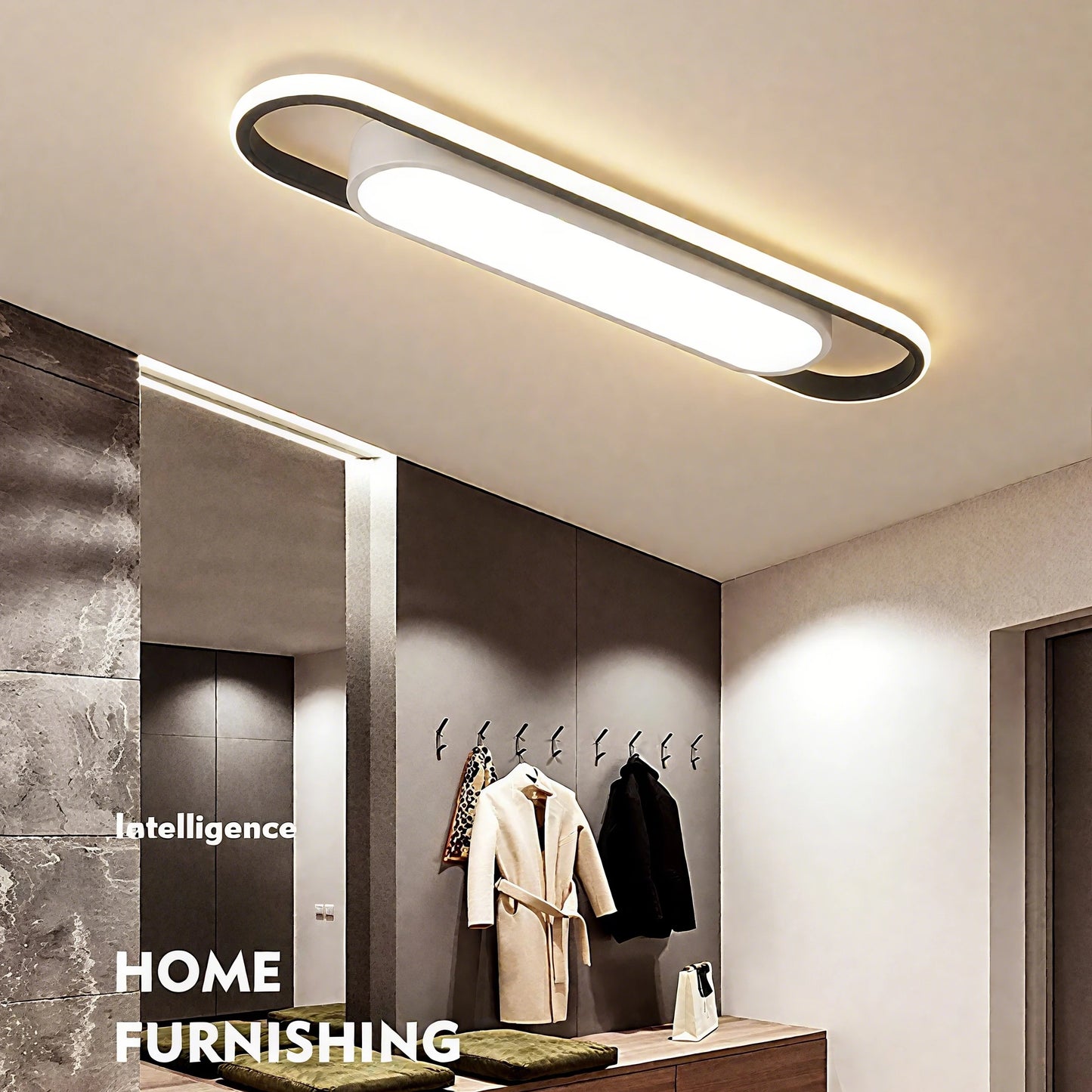 Endon LED Ceiling Light 220V 41CM Rectangular Strip Light Modern Minimalist Home Decor Corridor Light for Stairwells Entrance Balcony