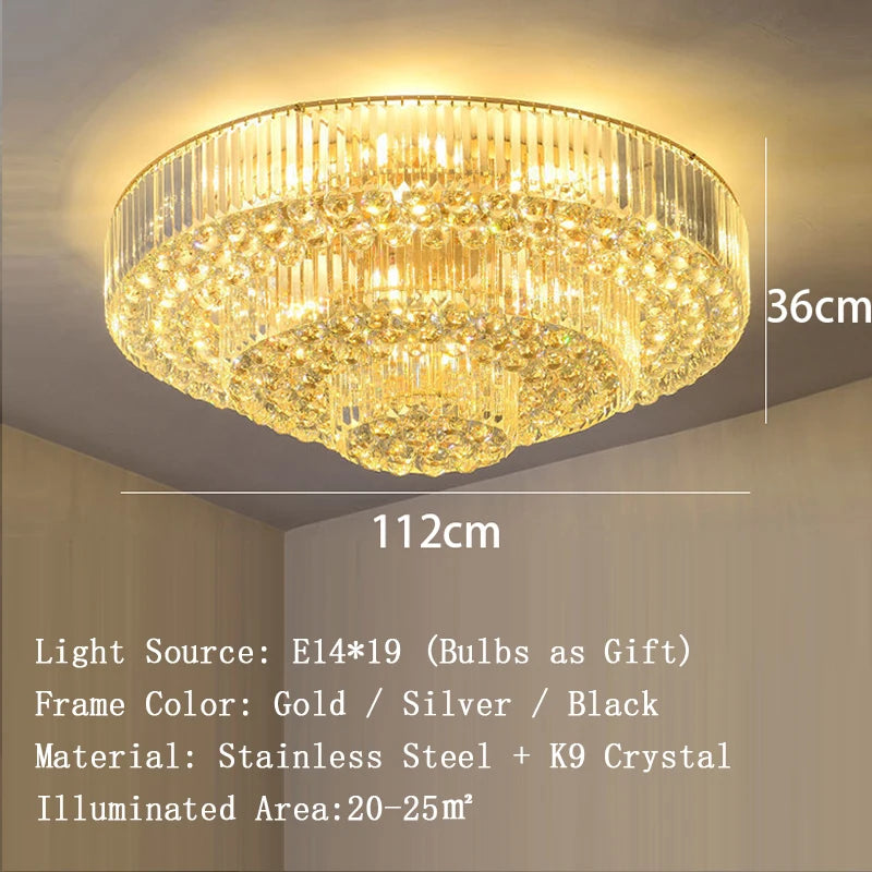 Arcchio LED Ceiling Lights Classical Round Ceiling Chandeliers Luxury Crystal Lustres Decor Home Plafonnier for Living Room
