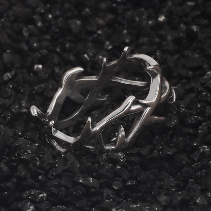 Disturbia 925 Sterling Silver Gothic Thorn Couple Rings for Women Men Punk Retro Cool Spiky Finger Ring Adjustable Hip hop Y2k Jewelry Gothic Silver Silver