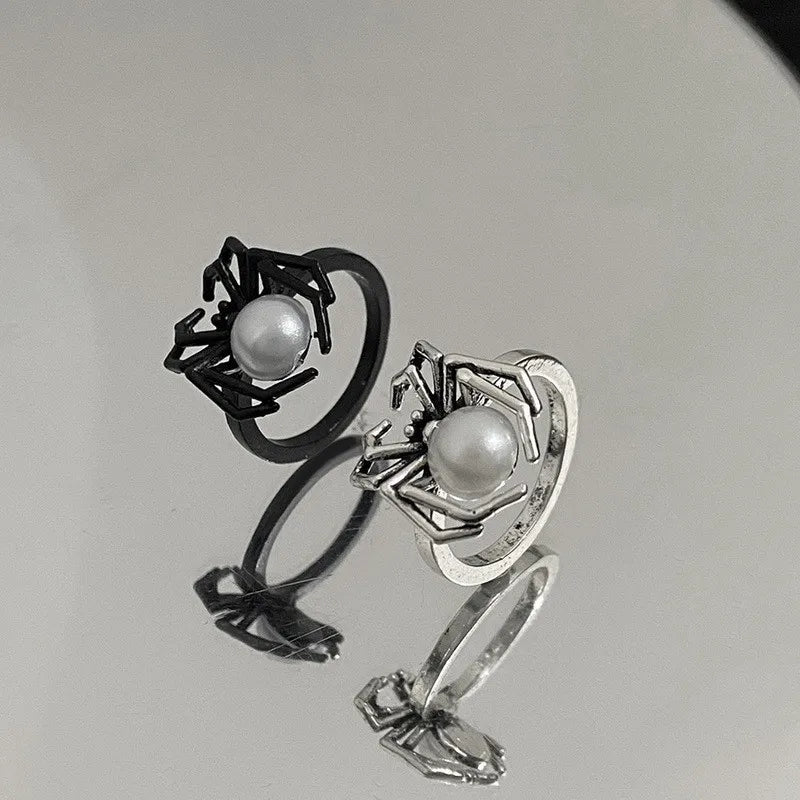 Killstar Gothic Punk Irregular Spider Opening Ring Women Men Fashion Zircon Black Crystal Dark Animal Ring Hip Hop Party Finger Jewelry Gothic Black