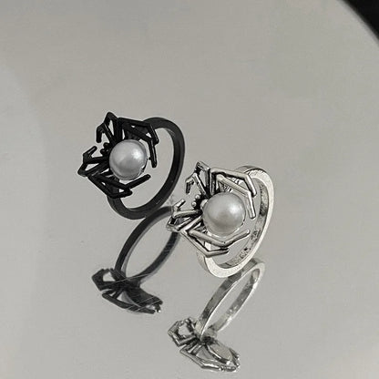 Killstar Gothic Punk Irregular Spider Opening Ring Women Men Fashion Zircon Black Crystal Dark Animal Ring Hip Hop Party Finger Jewelry Gothic Black