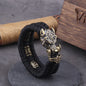 Blackcraft Cult Never Fade Rock Viking Wolf Bracelet Men's handmade cord Wolf Bead Punk Bracelets Biker Jewelry Wolf Black Gothic Ring