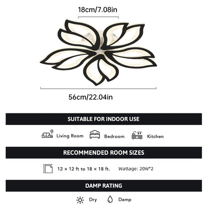 Artemide LED Ceiling Light Fixture, Modern Leaves Ceiling Lamp Flush Mount Ceiling for Living Room Study Room Dining Room Bedroom