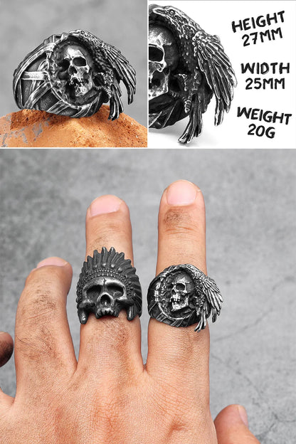 Killstar Vintage Punk Gothic All Skull Head Series Stainless Steel Womens Mens Rings Unique for Biker Jewelry Creativity Gift Wholesale Skull Gothic Steel Stainless Steel
