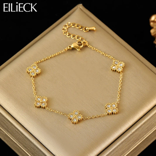 Lumière Bijoux Zircon Clover Bracelet