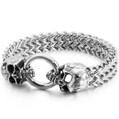 Disturbia Steampunk Rock Skull Bracelet for Men In Waterproof Stainless Steel Skeleton Men's Bracelet Man Bike Jewelry Boys Birthday Gifts Skull Skeleton Steel Stainless Steel Gothic Ring