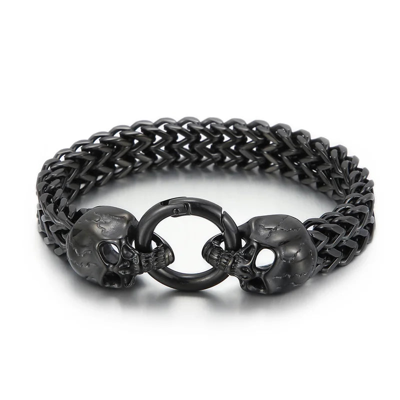 Disturbia Steampunk Rock Skull Bracelet for Men In Waterproof Stainless Steel Skeleton Men's Bracelet Man Bike Jewelry Boys Birthday Gifts Skull Skeleton Steel Stainless Steel Gothic Ring