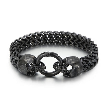 Disturbia Steampunk Rock Skull Bracelet for Men In Waterproof Stainless Steel Skeleton Men's Bracelet Man Bike Jewelry Boys Birthday Gifts Skull Skeleton Steel Stainless Steel Gothic Ring