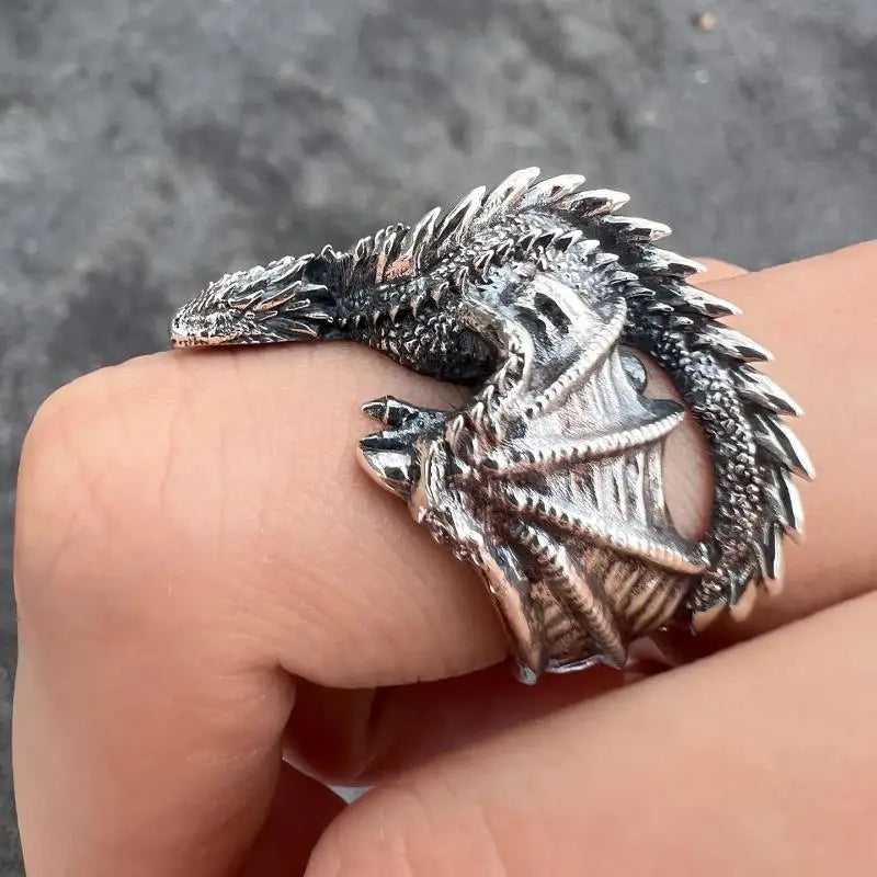 Killstar Dragon Rings Gothic Punk Style Pterosaur Wings Opening Adjustable Rings Vintage Jewelry Accessories Gifts Dragon Gothic