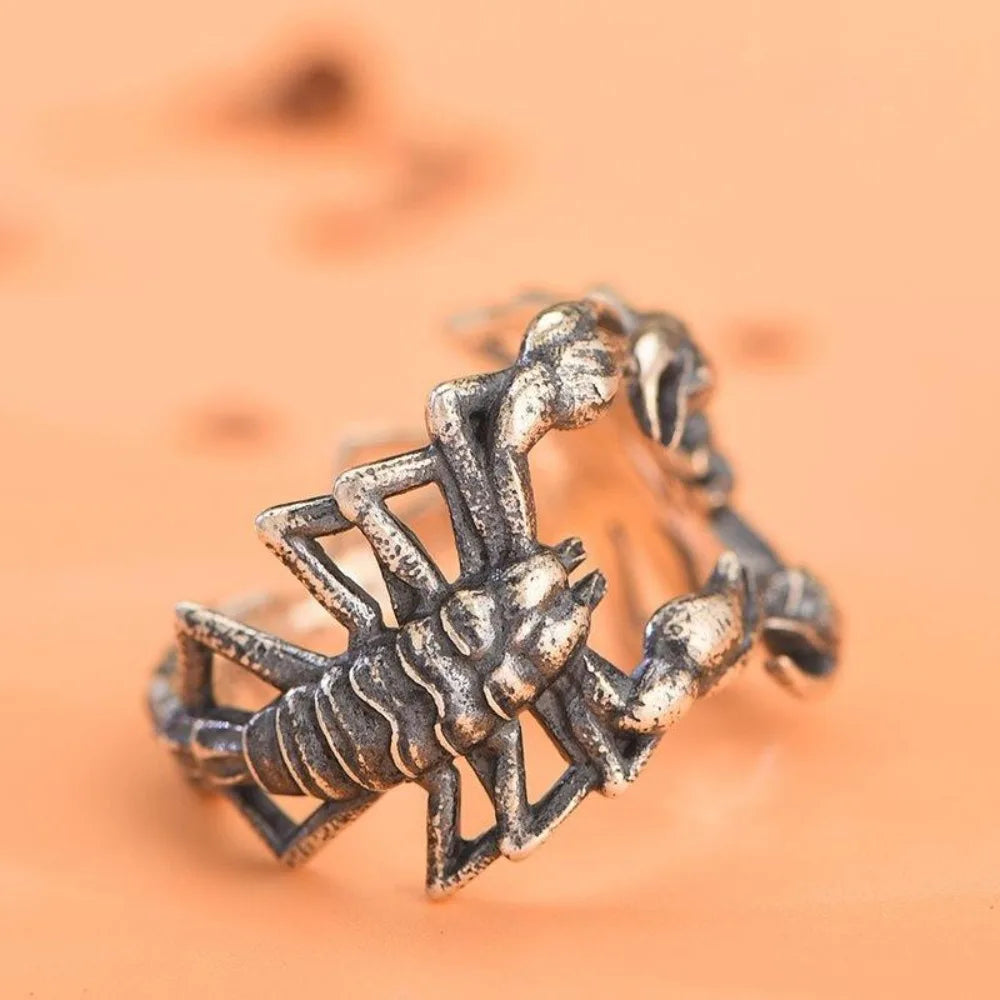 Disturbia New Domineering Personality Scorpion Open Ring Creative Trend Skull Ring Men and Women Open Adjustable Size Ring Fashion Jewelry Punk Biker Jewelry