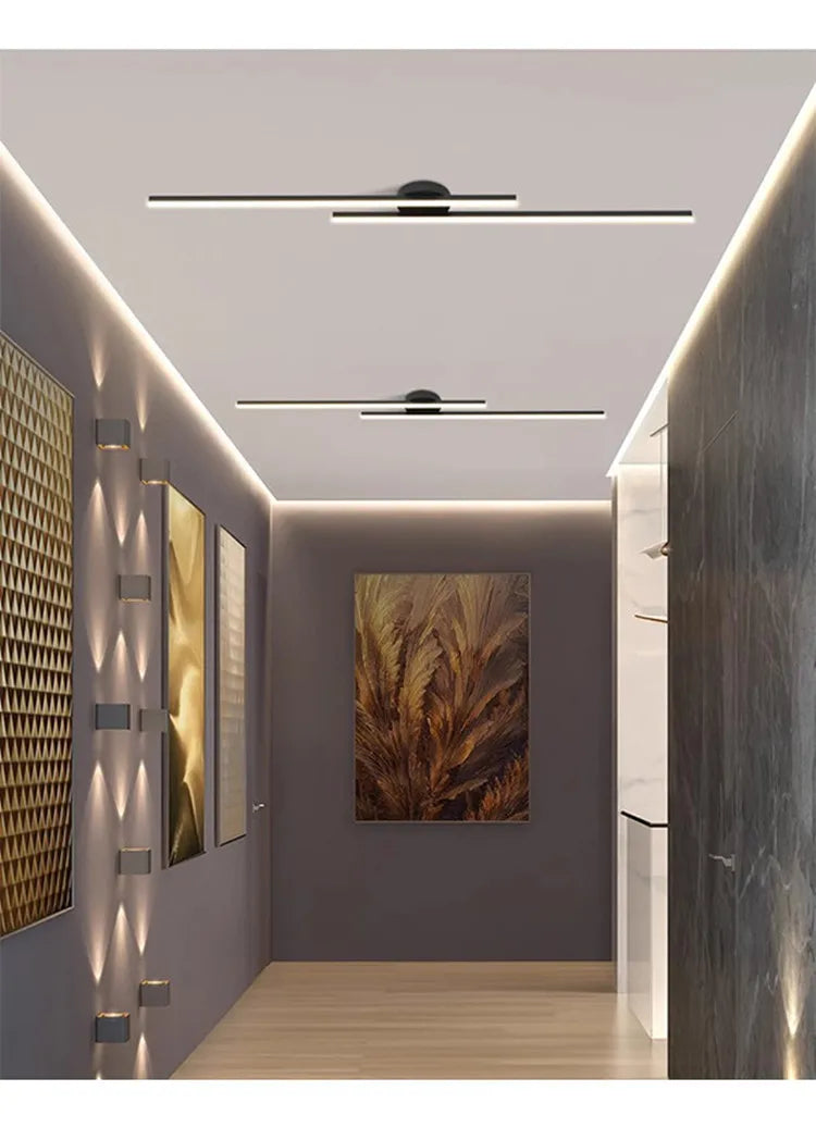 Lindby Long Aluminium Modern LED Ceiling Light Creative Design Ceiling Lamp Indoor Lighting Fixture Hallway Balcony Aisle Office Lustre