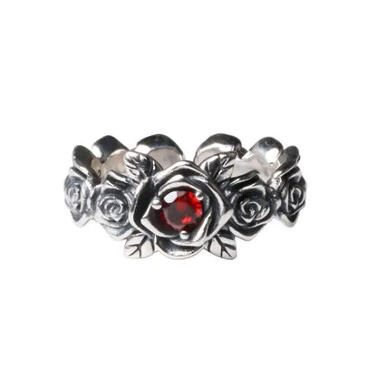 Punk Rave Men Women Gothic Thai Silver Rose Flower Cuff Finger Rings Unisex Fashion New Jewelry Lovers Gift Party anillos mujer Gothic Silver Silver