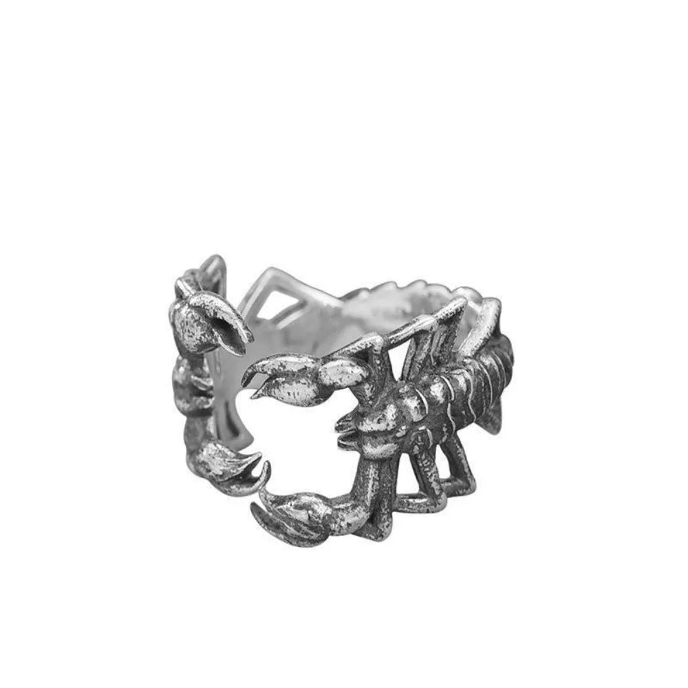 Disturbia New Domineering Personality Scorpion Open Ring Creative Trend Skull Ring Men and Women Open Adjustable Size Ring Fashion Jewelry Punk Biker Jewelry