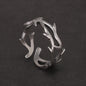Disturbia 925 Sterling Silver Gothic Thorn Couple Rings for Women Men Punk Retro Cool Spiky Finger Ring Adjustable Hip hop Y2k Jewelry Gothic Silver Silver