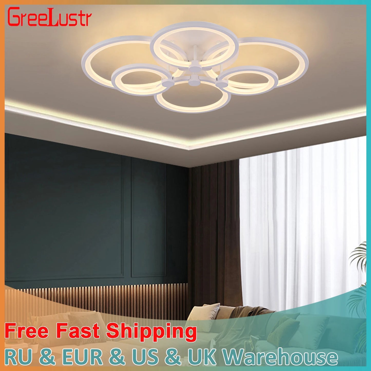 Nordlux Led Ceiling Light Modern Home Decor Lighting Flush Mounted Lustre White Acrylic Chandelier Fixture Bedroom Dining Living Room