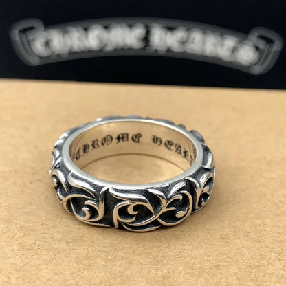Dark in Love Gothic Croheart Personality Cross Ring Couples Retro Niello Silver Eternal Vine Ring for Male Female Valentine's Day Gift Cross Gothic Silver Silver Punk Biker Jewelry