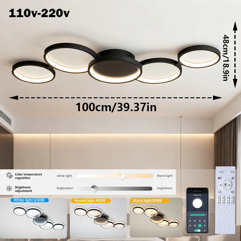 Lindby Led Ceiling Light 110V-220V 3 Colors App Bluetooth Dimming Modern Creativity Remote Control Living Room Bedroom Lamp