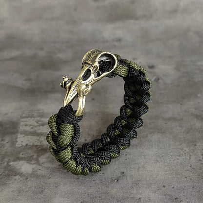 Blackcraft Cult Never Fade Rock Viking Wolf Bracelet Men's handmade cord Wolf Bead Punk Bracelets Biker Jewelry Wolf Black Gothic Ring