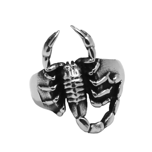 Alchemy Gothic Gothic Punk Scorpion Ring Stainless Steel Vintage Plant Pattern Male Jewelry Gift SWR1058 Gothic Steel Stainless Steel