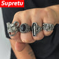 Killstar Gothic Punk Skull Rings for Men's Adjustable Opening Finger Ring Coffin Mummy Vampire Jewelry Creative Gifts Halloween Cosplay Skull Gothic