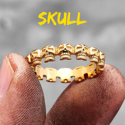 Killstar Vintage Punk Gothic All Skull Head Series Stainless Steel Womens Mens Rings Unique for Biker Jewelry Creativity Gift Wholesale Skull Gothic Steel Stainless Steel